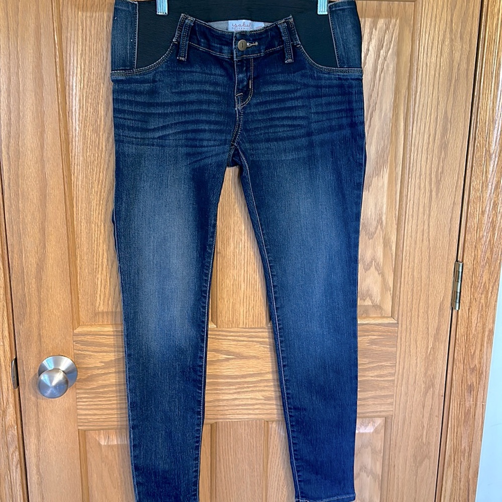 Isabel Maternity Skinny jeans with front whiskering and manufacturer fad…